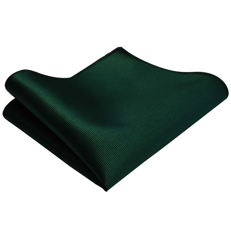 GUSLESON Solid Dark Green Ties For Men Wedding Tie Clip Neckties and Pocket Square Cufflinks Sets (6101-02) - Image 3